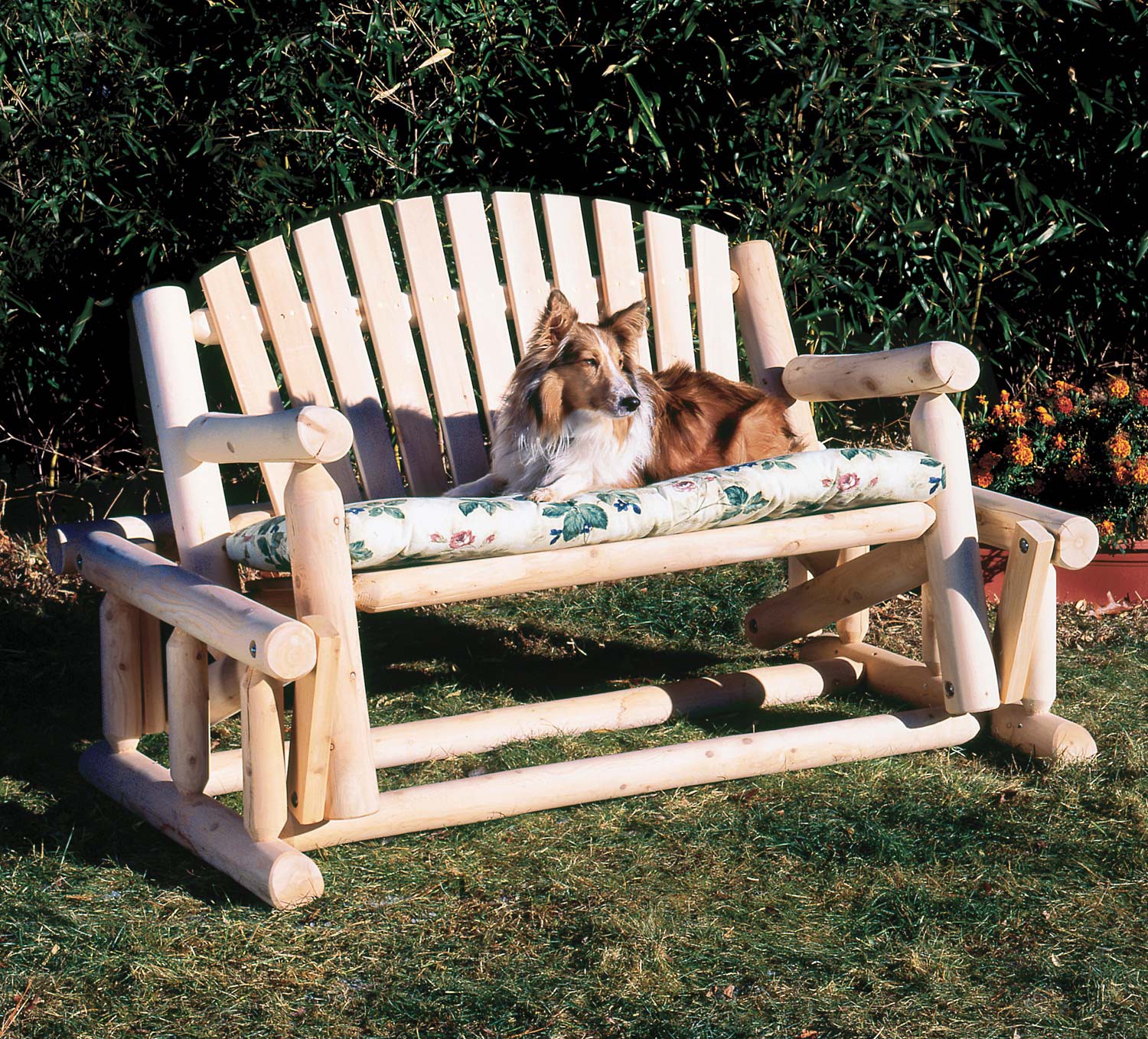 Rustic Natural Cedar Log Style Glider