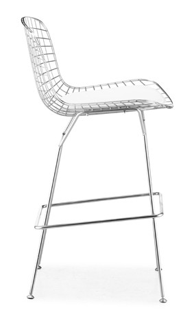 ZUO Modern Wire White 27.5 in. Bar Chair Pair