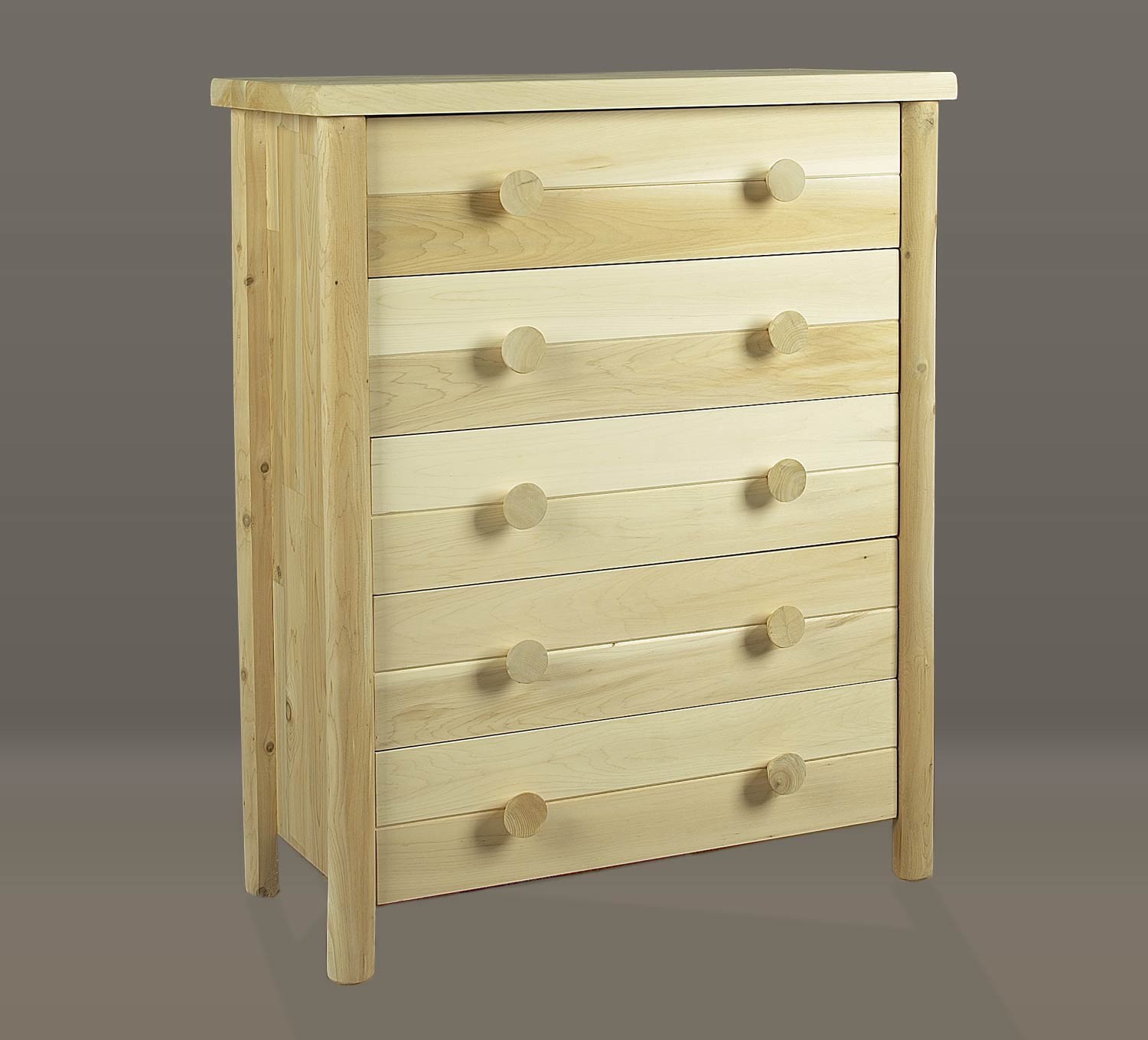 Rustic Natural Cedar Five Drawer Dresser