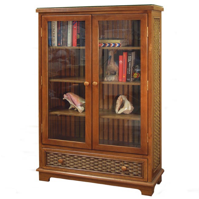 Chasco Cottage Glass Door Library with Glass Top