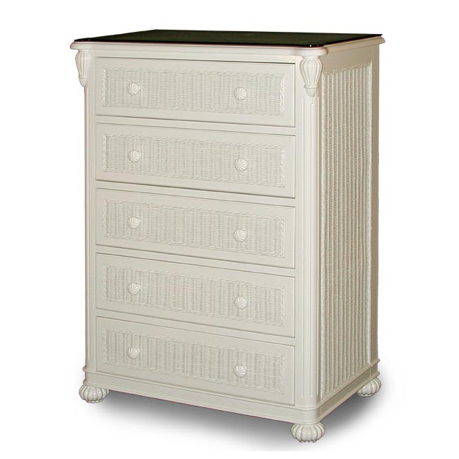 Chasco SoHo 5 Drawer Chest with Glass Top