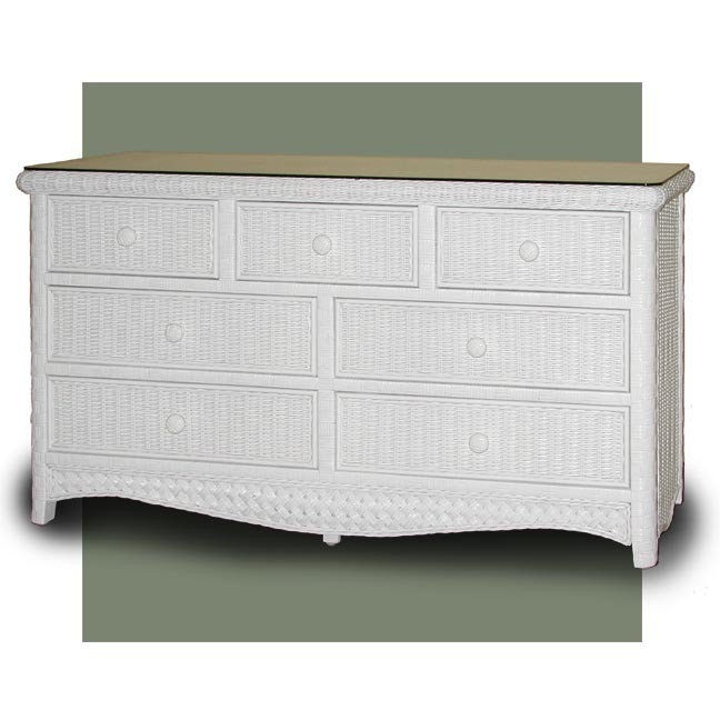 Chasco Kona 7 Drawer Dresser with Glass Top