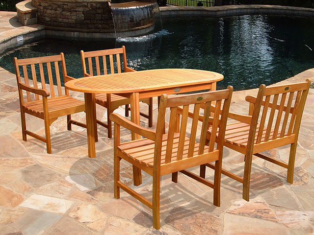 5-Piece Outdoor Wood Dining Set 7