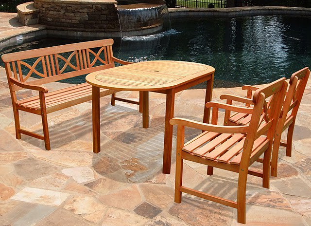 Outdoor Wood Dining Set 16