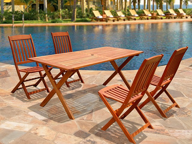 5-Piece Outdoor Wood Dining Set 14