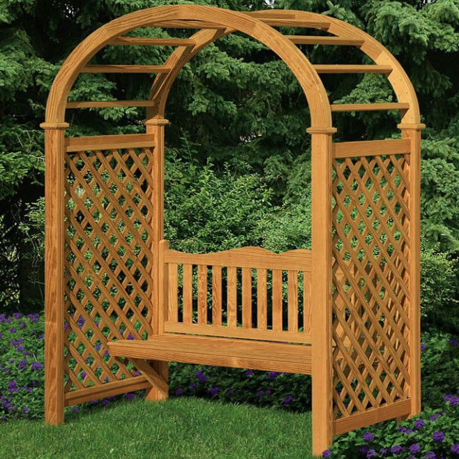 KT Countryside Poly Outdoor Diagonal Lattice Grandview standard Bench Arbor