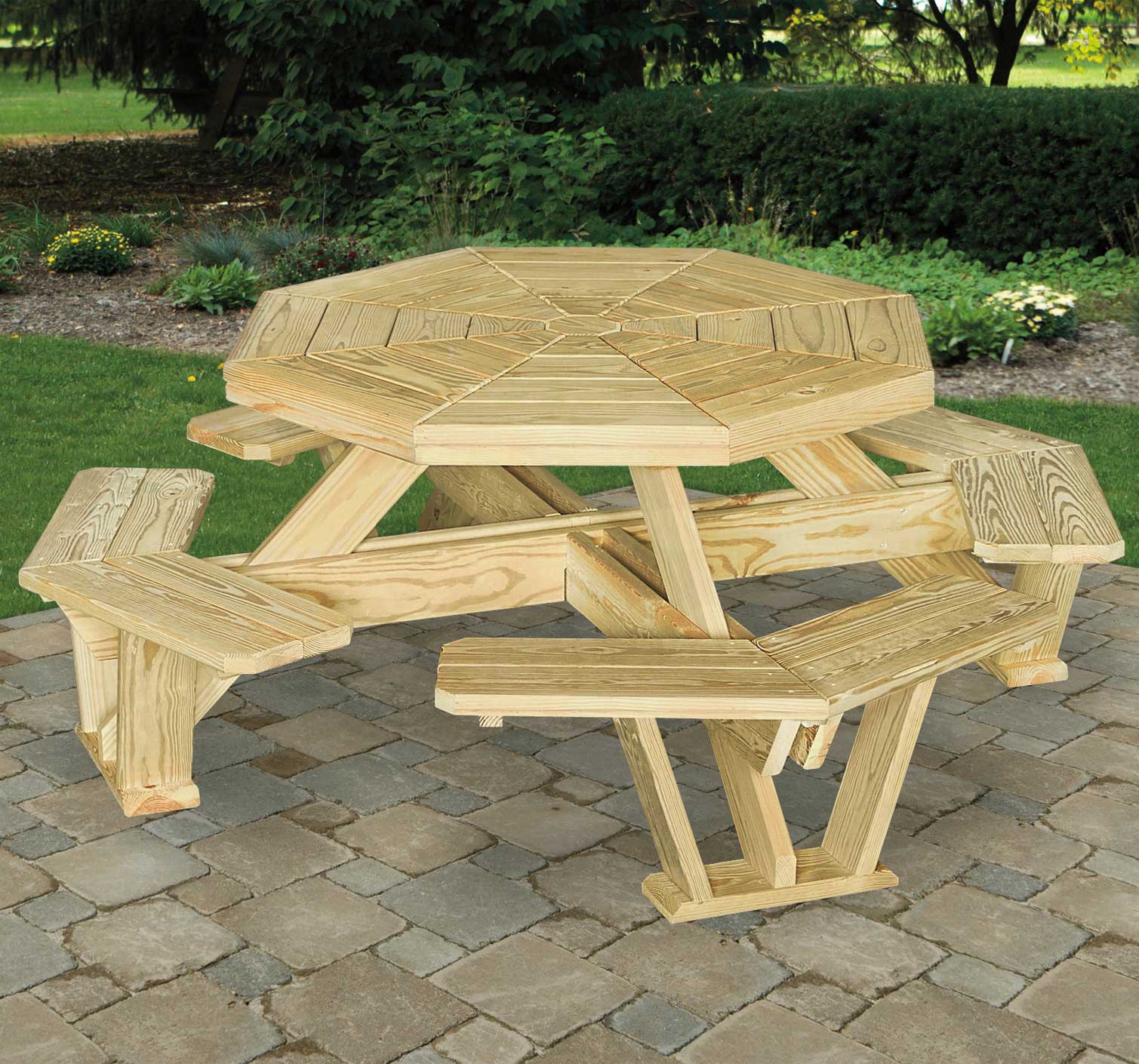 Poly Lumber 50 in. Octagon Table with Attached Benches