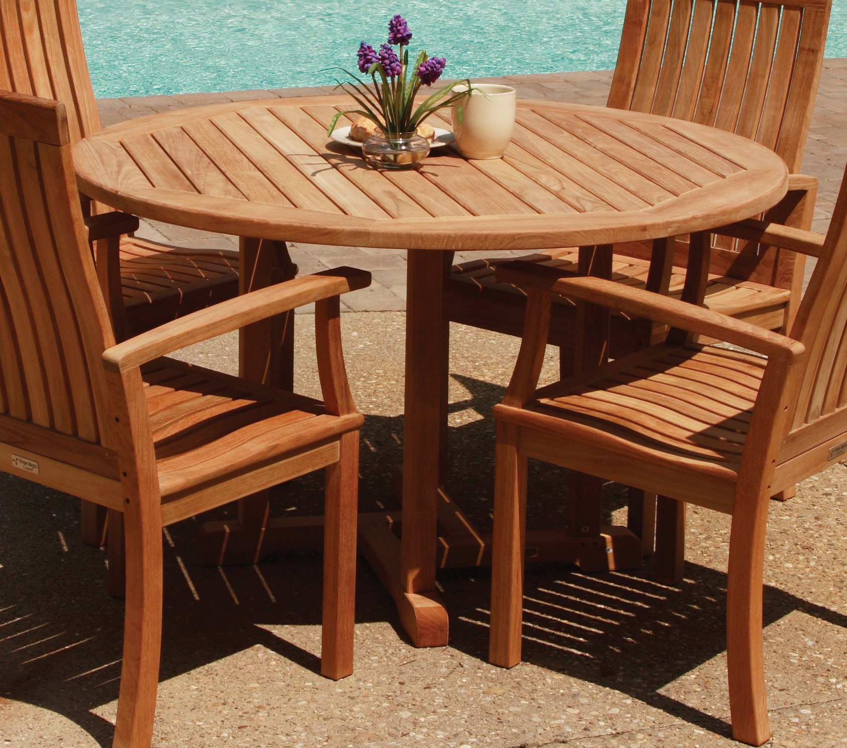 Three Birds Casual Teak Oxford Round 48 in. Dining Table