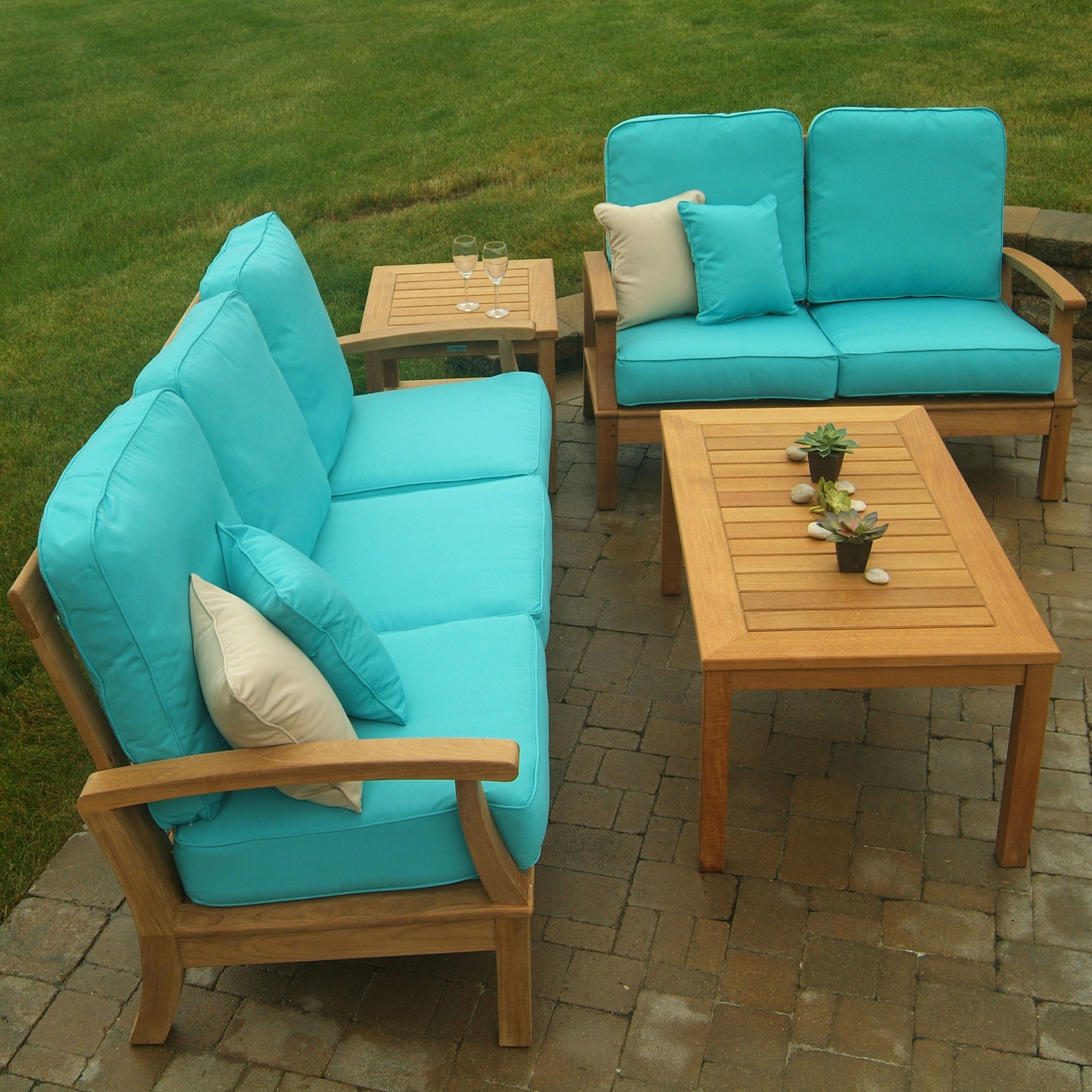 Three Birds Casual Teak Monterey Deep Seating Outdoor Sofa Set