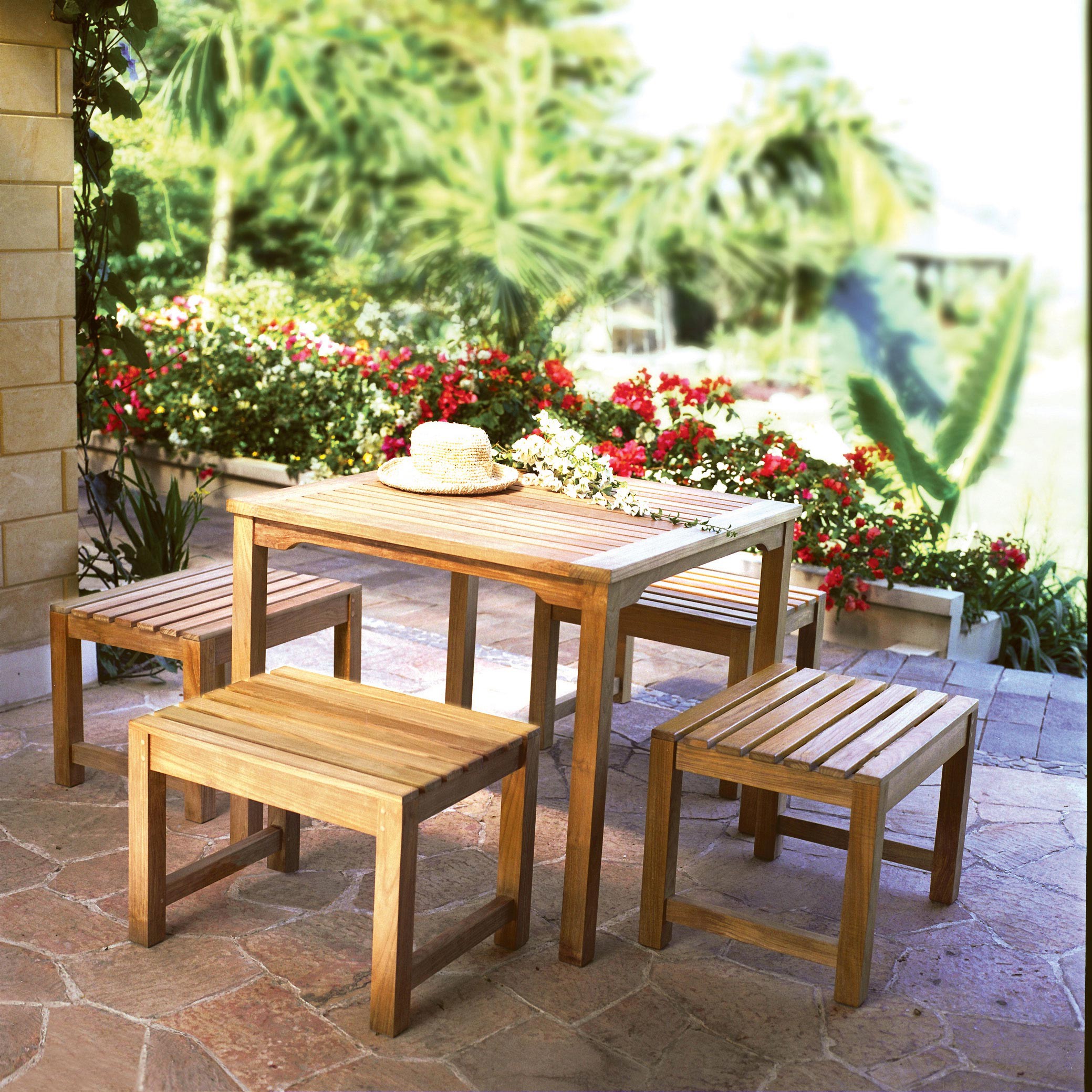 Three Birds Casual Teak Newport Square Outdoor Dining Set