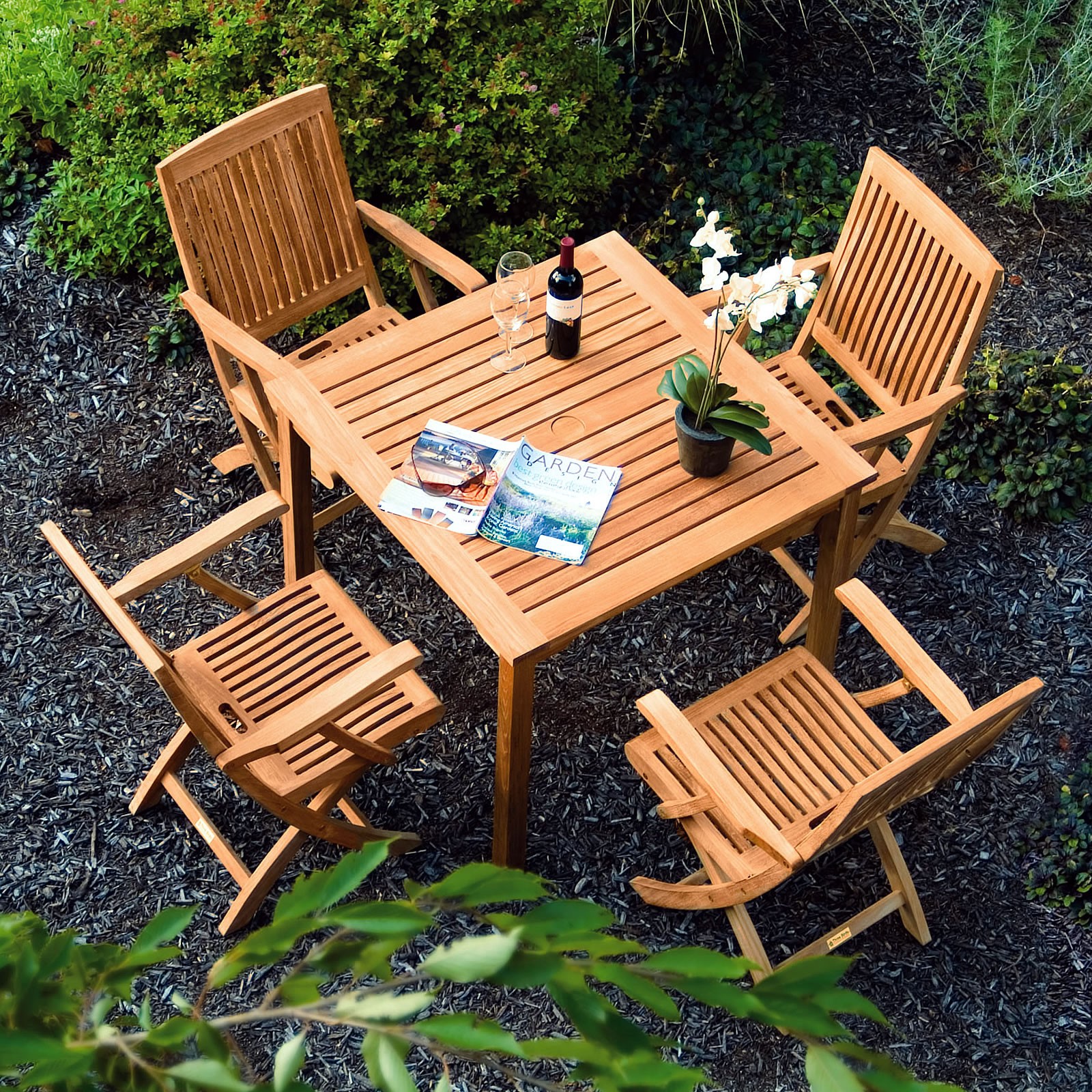 Three Birds Casual Teak Brunswick Square 36 in. Dining Table